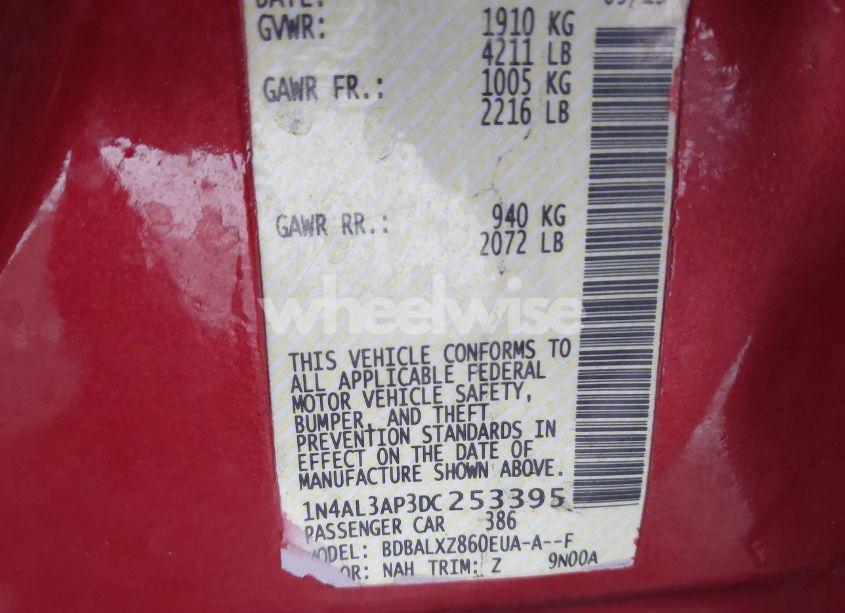 Photo 9 of 2013 Nissan Altima 2.5 SL (VIN 1N4AL3AP3DC253395)