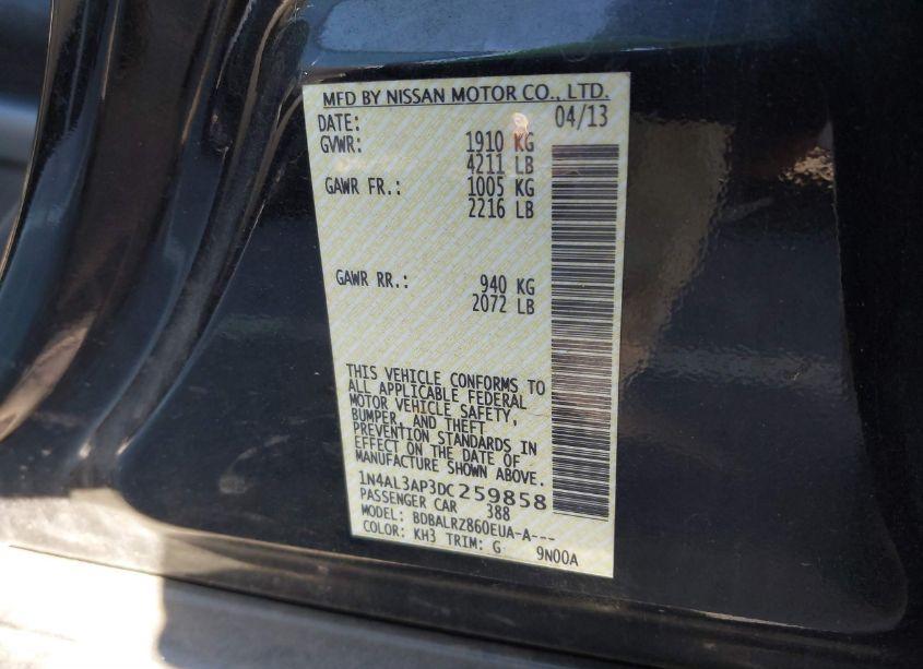 Photo 9 of 2013 Nissan Altima 2.5 S (VIN 1N4AL3AP3DC259858)