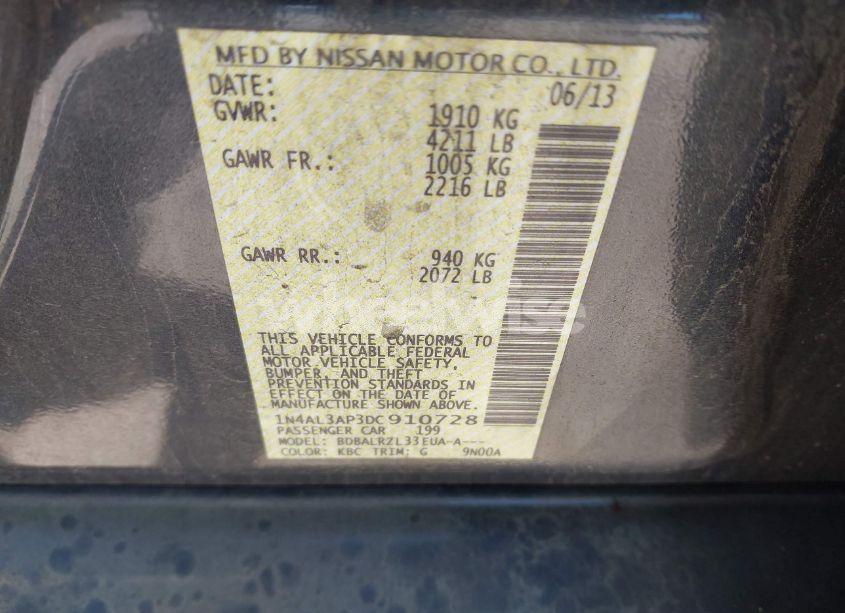 Photo 9 of 2013 Nissan Altima 2.5 S (VIN 1N4AL3AP3DC910728)