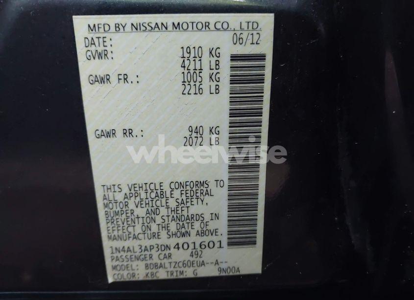 Photo 9 of 2013 Nissan Altima 2.5 SV (VIN 1N4AL3AP3DN401601)