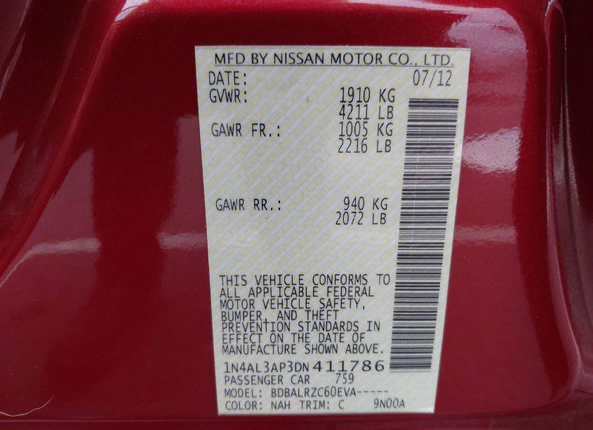 Photo 9 of 2013 Nissan Altima 2.5 S (VIN 1N4AL3AP3DN411786)