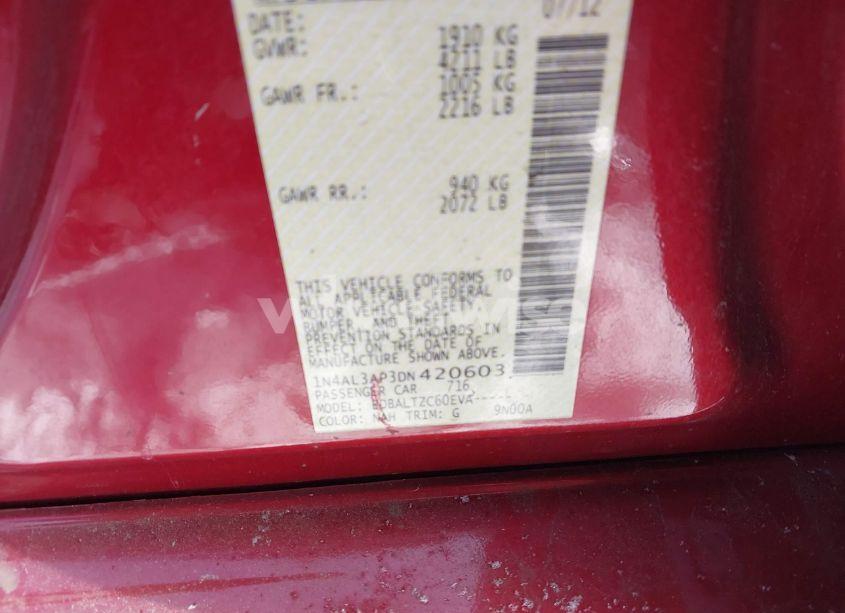 Photo 9 of 2013 Nissan Altima 2.5 SV (VIN 1N4AL3AP3DN420603)