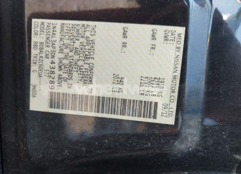 Photo 9 of 2013 Nissan Altima 2.5 S (VIN 1N4AL3AP3DN438289)