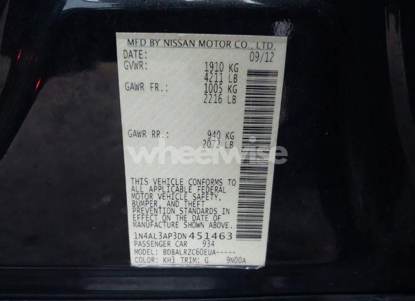 Photo 9 of 2013 Nissan Altima 2.5 S (VIN 1N4AL3AP3DN451463)