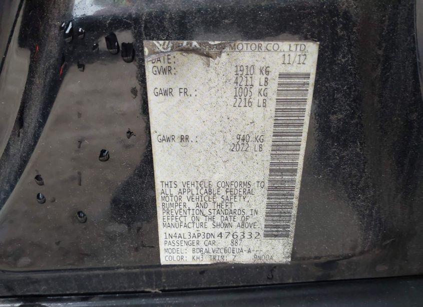 Photo 9 of 2013 Nissan Altima 2.5 SL (VIN 1N4AL3AP3DN476332)