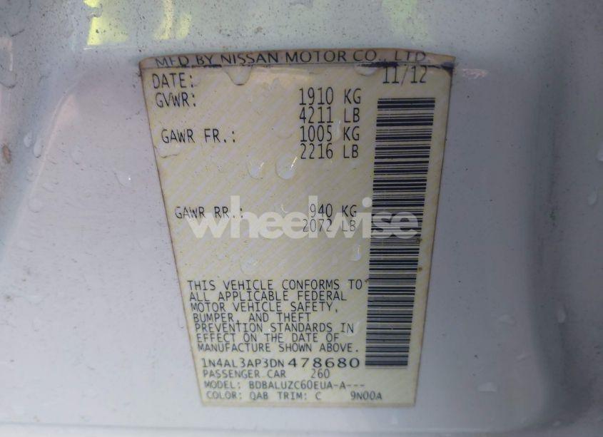 Photo 9 of 2013 Nissan Altima 2.5 SV (VIN 1N4AL3AP3DN478680)