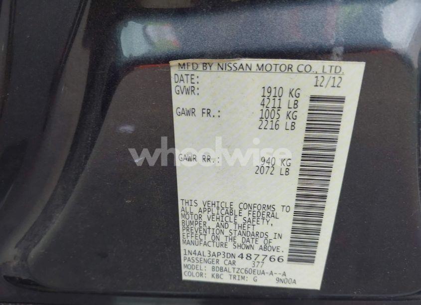 Photo 9 of 2013 Nissan Altima 2.5 SV (VIN 1N4AL3AP3DN487766)