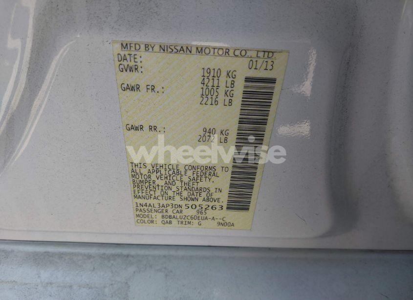 Photo 9 of 2013 Nissan Altima 2.5 SV (VIN 1N4AL3AP3DN505263)