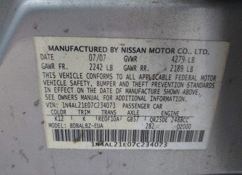 Photo 9 of 2013 Nissan Altima 2.5 S (VIN 1N4AL3AP3DN536738)