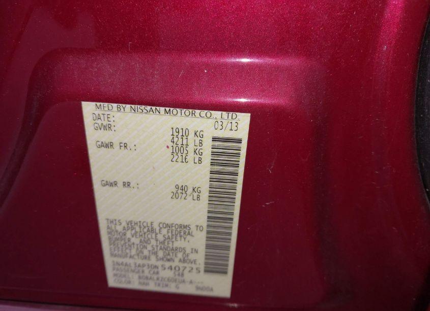 Photo 9 of 2013 Nissan Altima 2.5 S (VIN 1N4AL3AP3DN540725)