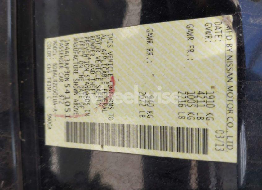 Photo 9 of 2013 Nissan Altima 2.5 S (VIN 1N4AL3AP3DN541051)