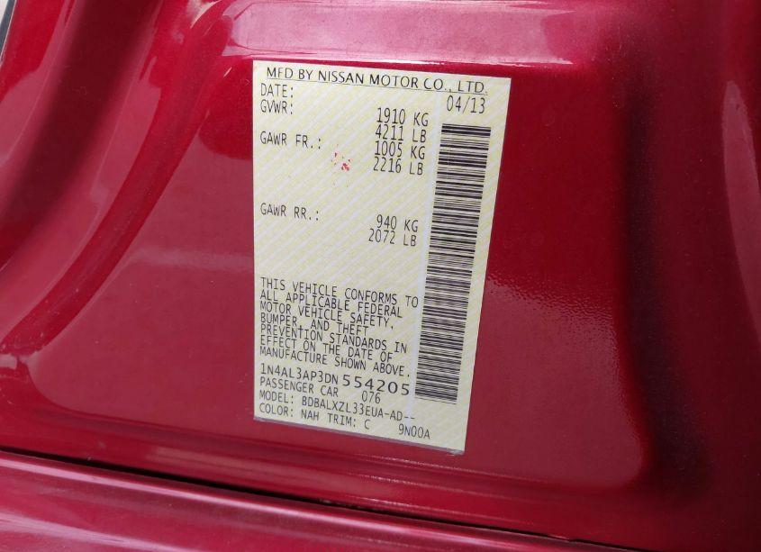 Photo 9 of 2013 Nissan Altima 2.5 SL (VIN 1N4AL3AP3DN554205)