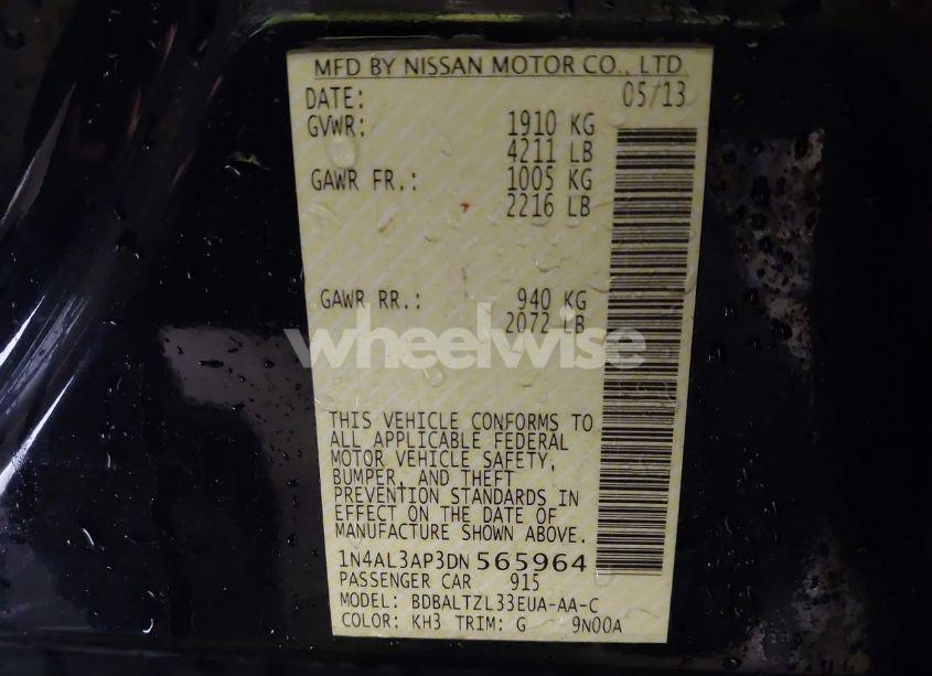 Photo 9 of 2013 Nissan Altima 2.5 SV (VIN 1N4AL3AP3DN565964)