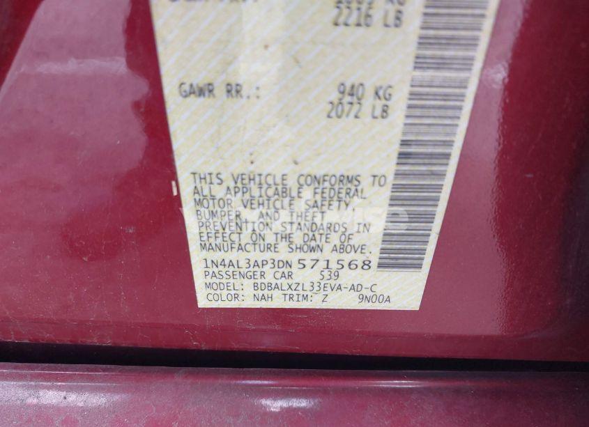 Photo 9 of 2013 Nissan Altima 2.5 SL (VIN 1N4AL3AP3DN571568)