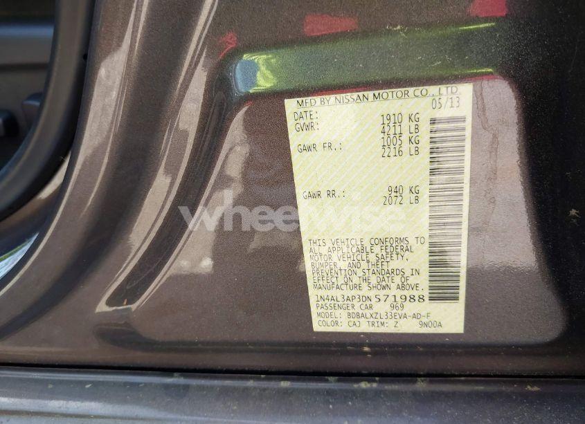 Photo 9 of 2013 Nissan Altima 2.5 SL (VIN 1N4AL3AP3DN571988)