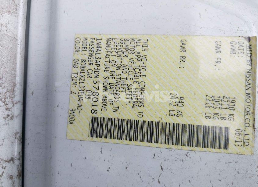 Photo 9 of 2013 Nissan Altima 2.5 SL (VIN 1N4AL3AP3DN578018)