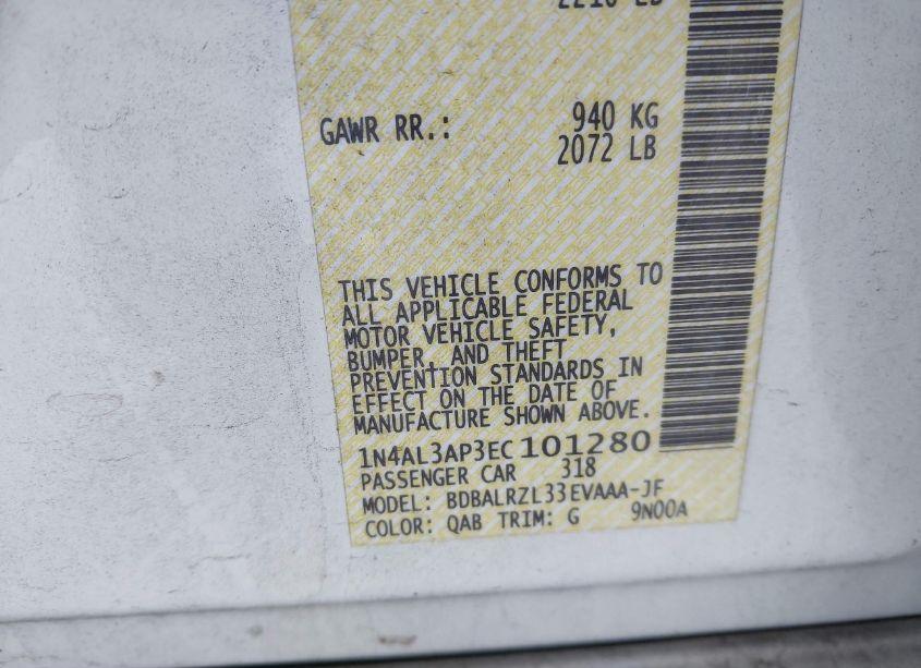 Photo 9 of 2014 Nissan Altima 2.5 S (VIN 1N4AL3AP3EC101280)