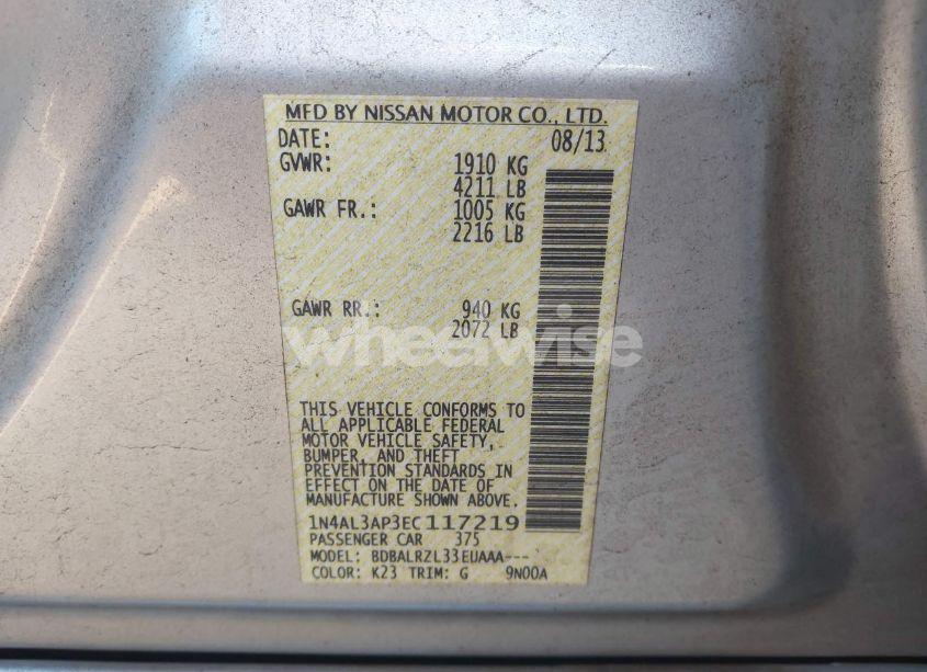 Photo 9 of 2014 Nissan Altima 2.5 S (VIN 1N4AL3AP3EC117219)