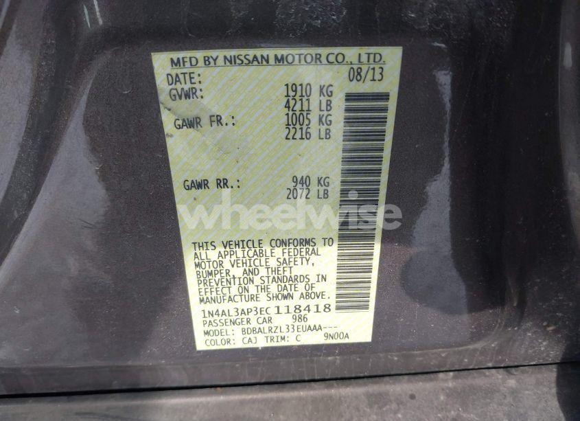 Photo 9 of 2014 Nissan Altima 2.5 S (VIN 1N4AL3AP3EC118418)