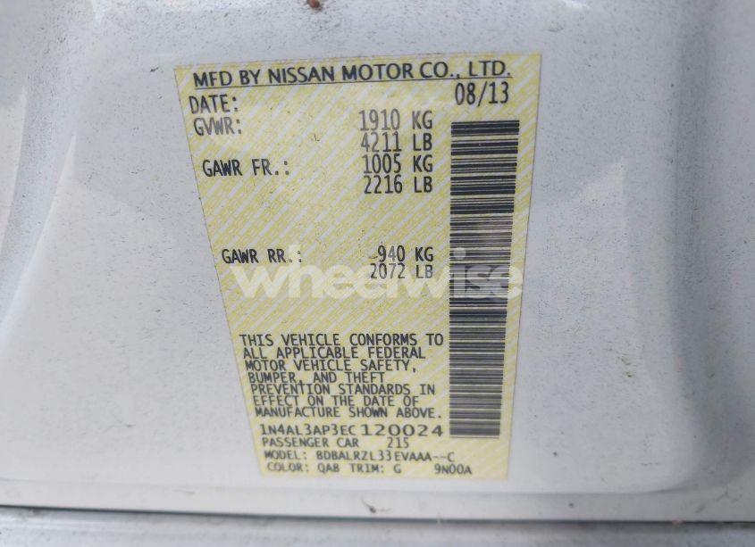 Photo 9 of 2014 Nissan Altima 2.5 S (VIN 1N4AL3AP3EC120024)