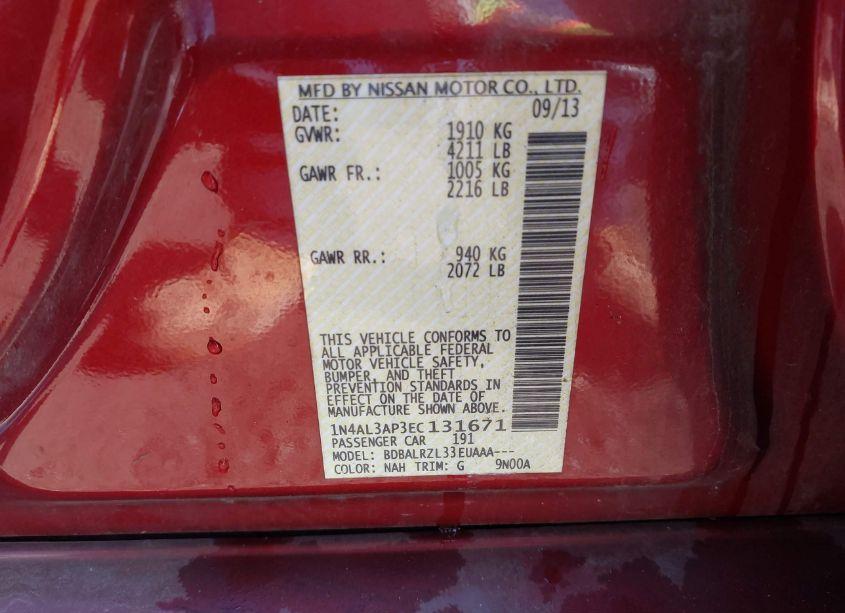 Photo 9 of 2014 Nissan Altima 2.5 S (VIN 1N4AL3AP3EC131671)