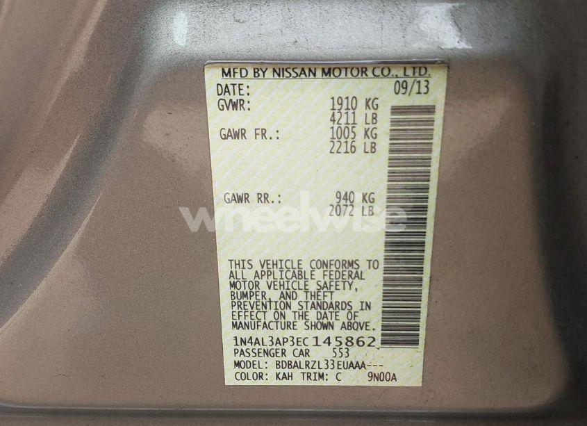 Photo 9 of 2014 Nissan Altima 2.5 S (VIN 1N4AL3AP3EC145862)