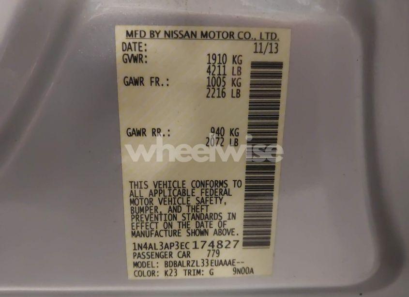 Photo 9 of 2014 Nissan Altima 2.5 S (VIN 1N4AL3AP3EC174827)