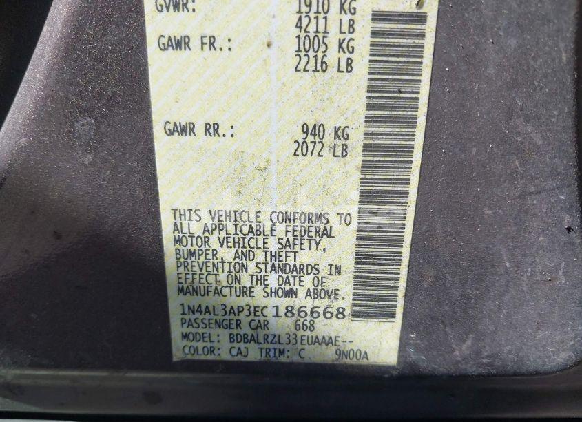 Photo 9 of 2014 Nissan Altima 2.5 S (VIN 1N4AL3AP3EC186668)