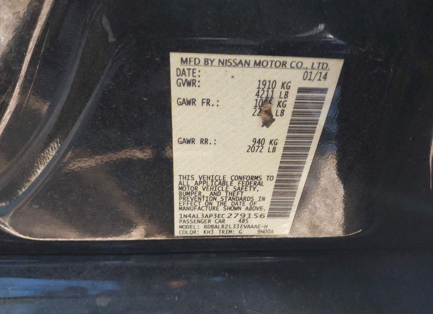 Photo 9 of 2014 Nissan Altima 2.5 S (VIN 1N4AL3AP3EC279156)