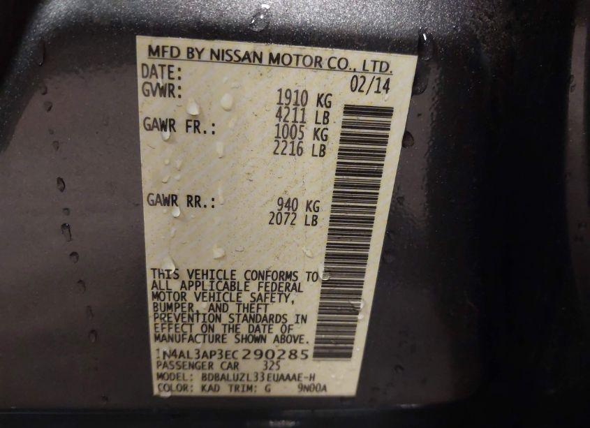 Photo 9 of 2014 Nissan Altima 2.5 SV (VIN 1N4AL3AP3EC290285)