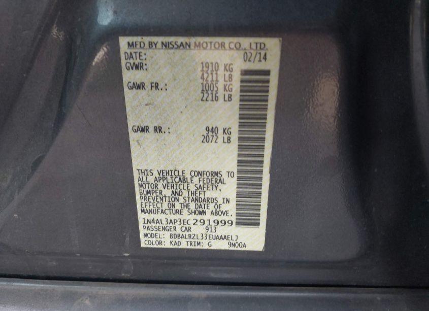 Photo 9 of 2014 Nissan Altima 2.5 S (VIN 1N4AL3AP3EC291999)