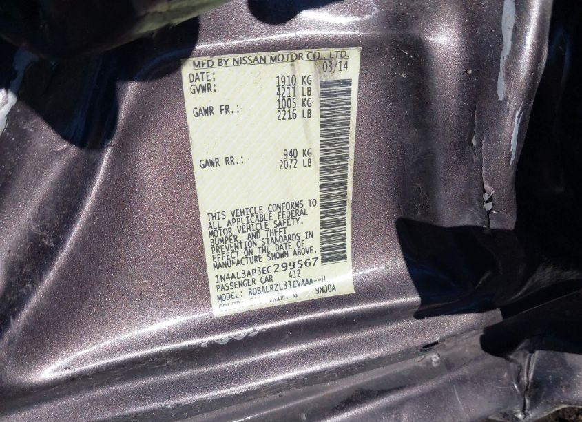 Photo 9 of 2014 Nissan Altima 2.5 S (VIN 1N4AL3AP3EC299567)