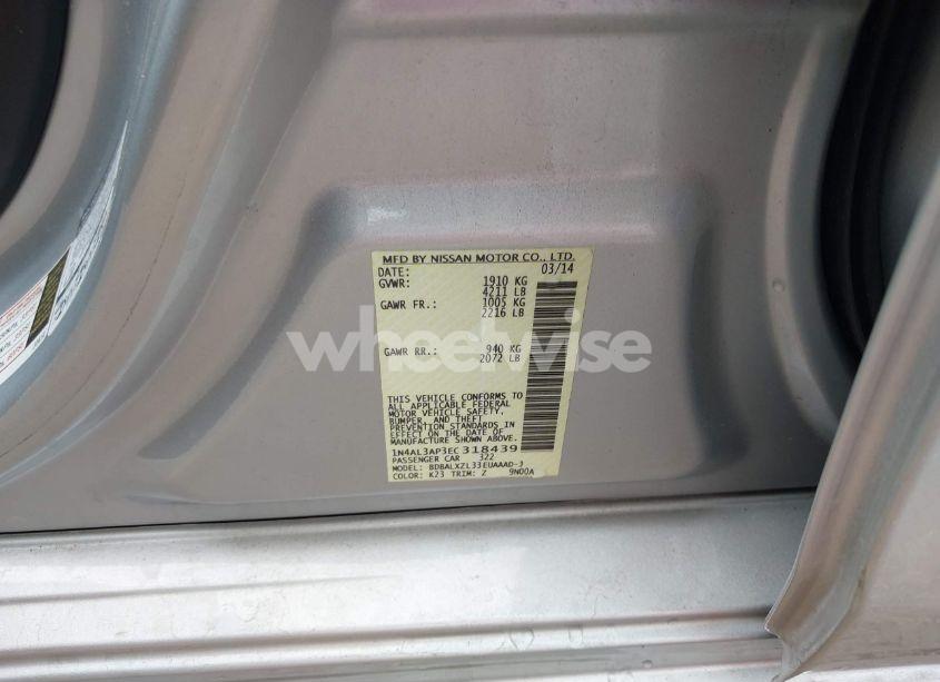 Photo 9 of 2014 Nissan Altima 2.5 SL (VIN 1N4AL3AP3EC318439)