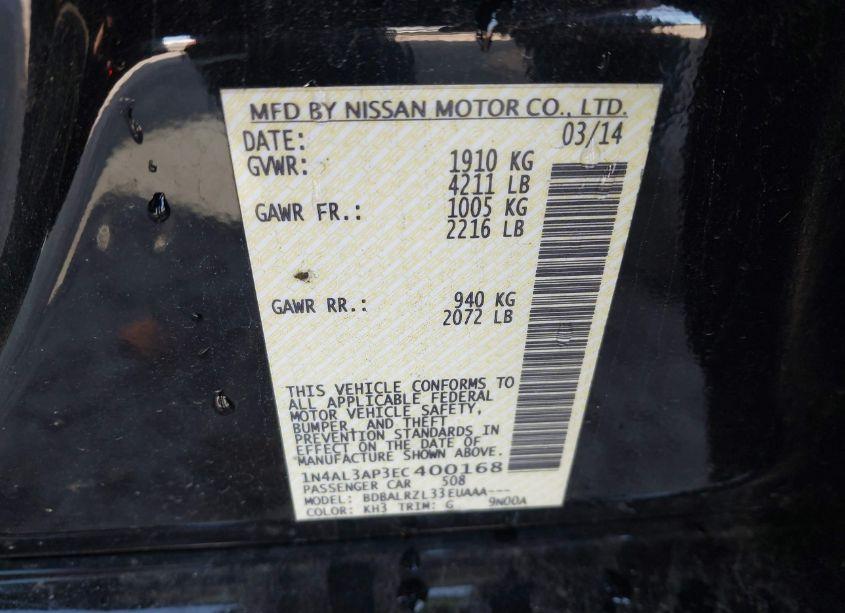 Photo 9 of 2014 Nissan Altima 2.5 S (VIN 1N4AL3AP3EC400168)