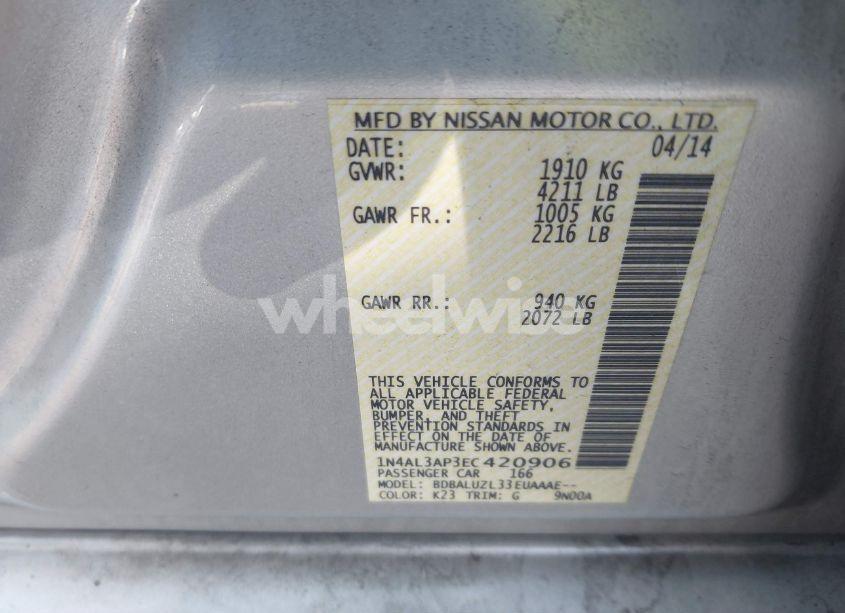 Photo 9 of 2014 Nissan Altima 2.5 SV (VIN 1N4AL3AP3EC420906)