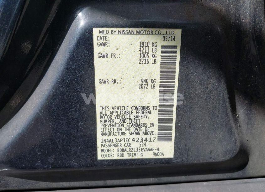 Photo 9 of 2014 Nissan Altima 2.5 S (VIN 1N4AL3AP3EC423417)