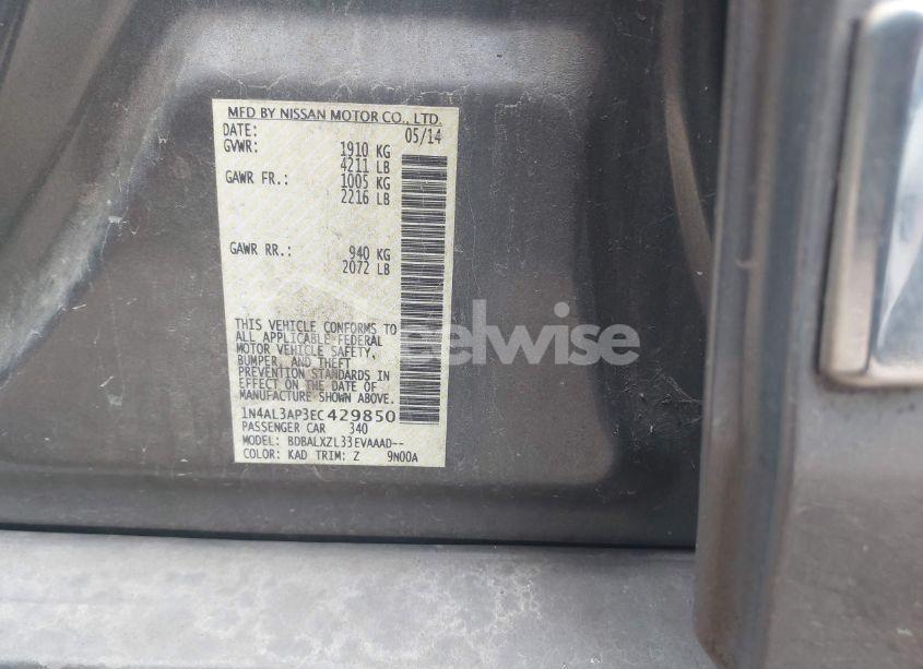 Photo 9 of 2014 Nissan Altima 2.5 SL (VIN 1N4AL3AP3EC429850)