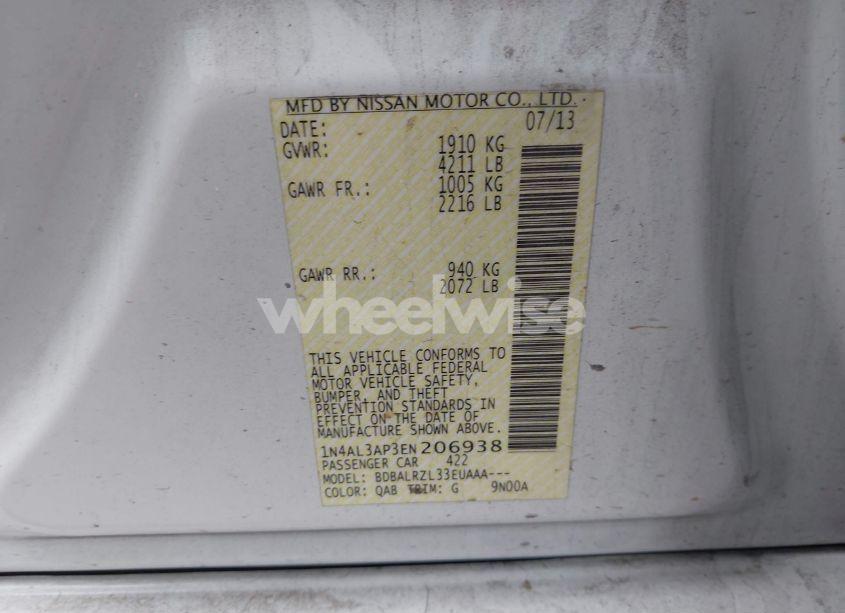 Photo 9 of 2014 Nissan Altima 2.5 S (VIN 1N4AL3AP3EN206938)