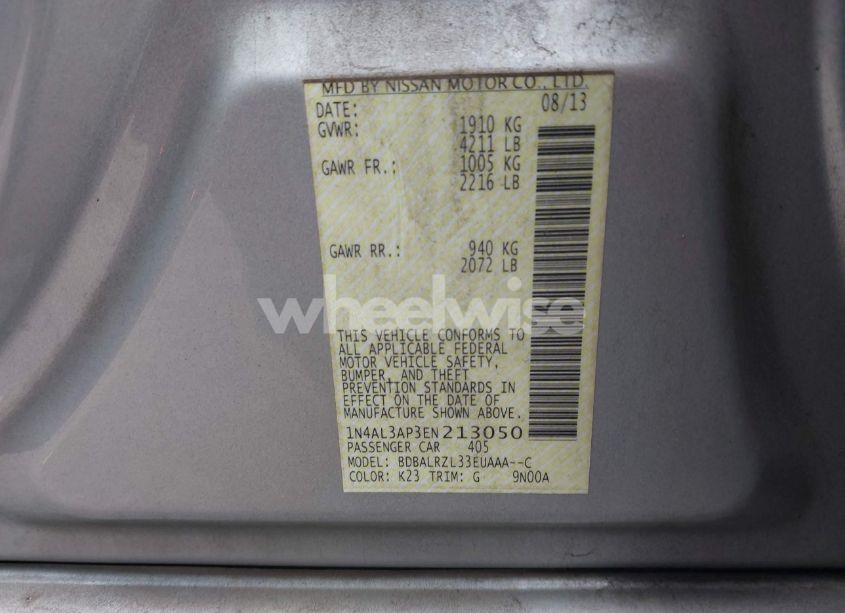 Photo 9 of 2014 Nissan Altima 2.5 S (VIN 1N4AL3AP3EN213050)