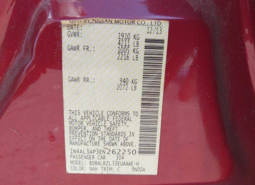 Photo 9 of 2014 Nissan Altima 2.5 S (VIN 1N4AL3AP3EN262250)