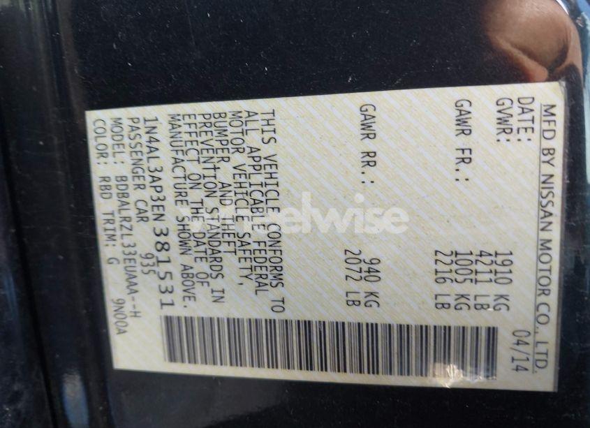 Photo 9 of 2014 Nissan Altima 2.5 S (VIN 1N4AL3AP3EN381531)