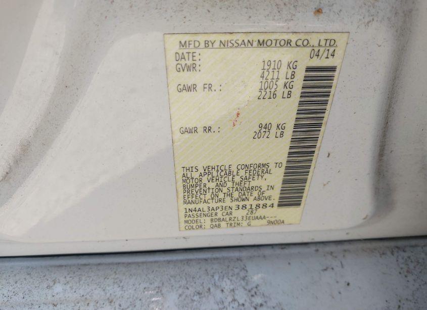 Photo 9 of 2014 Nissan Altima 2.5/2.5 S/2.5 SL/2.5 SV (VIN 1N4AL3AP3EN381884)