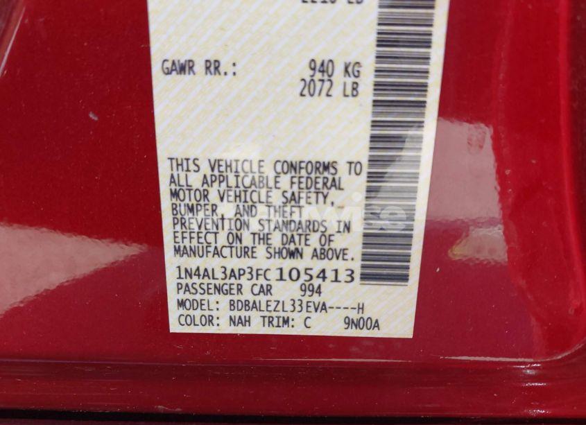 Photo 9 of 2015 Nissan Altima 2.5 S (VIN 1N4AL3AP3FC105413)