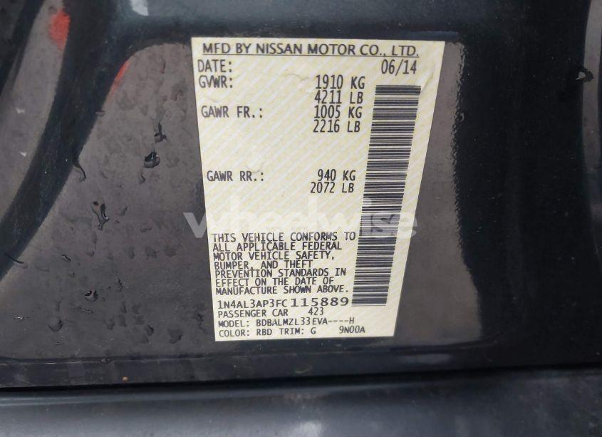 Photo 9 of 2015 Nissan Altima 2.5 SV (VIN 1N4AL3AP3FC115889)