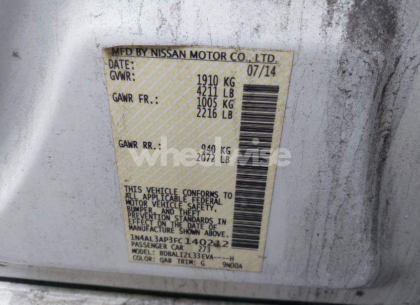 Photo 9 of 2015 Nissan Altima 2.5 SV (VIN 1N4AL3AP3FC140212)