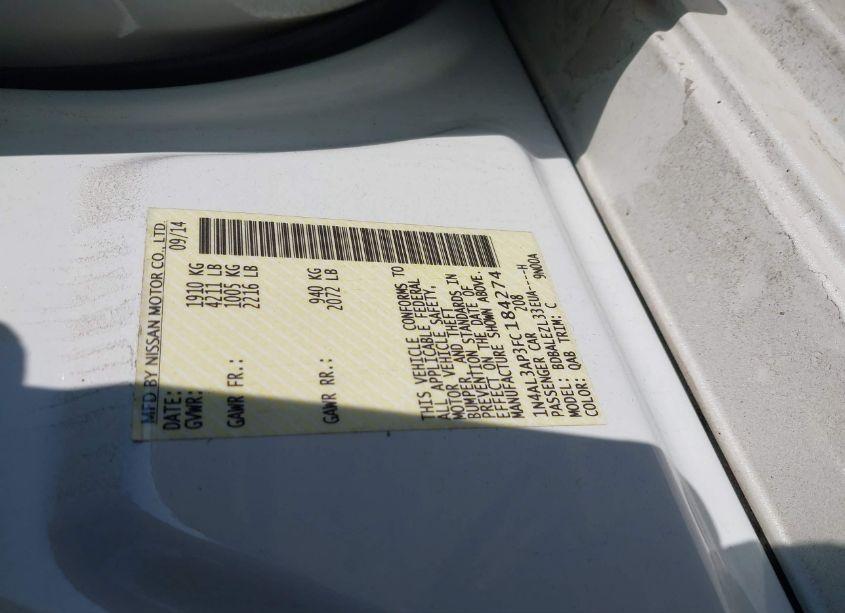 Photo 9 of 2015 Nissan Altima 2.5 S (VIN 1N4AL3AP3FC184274)