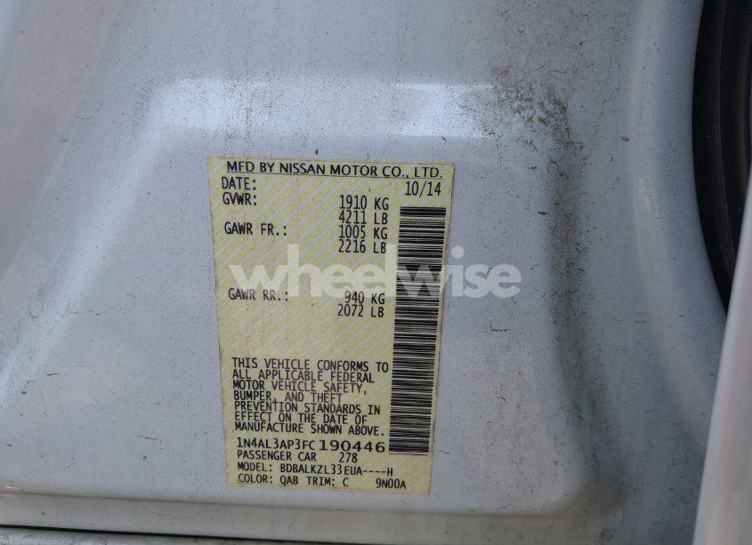 Photo 9 of 2015 Nissan Altima 2.5 SV (VIN 1N4AL3AP3FC190446)