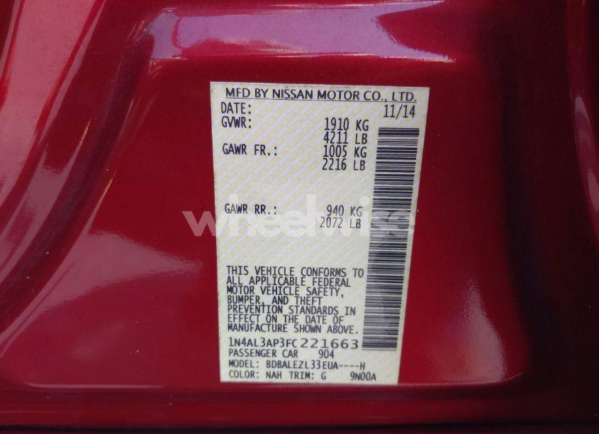 Photo 9 of 2015 Nissan Altima 2.5 S (VIN 1N4AL3AP3FC221663)