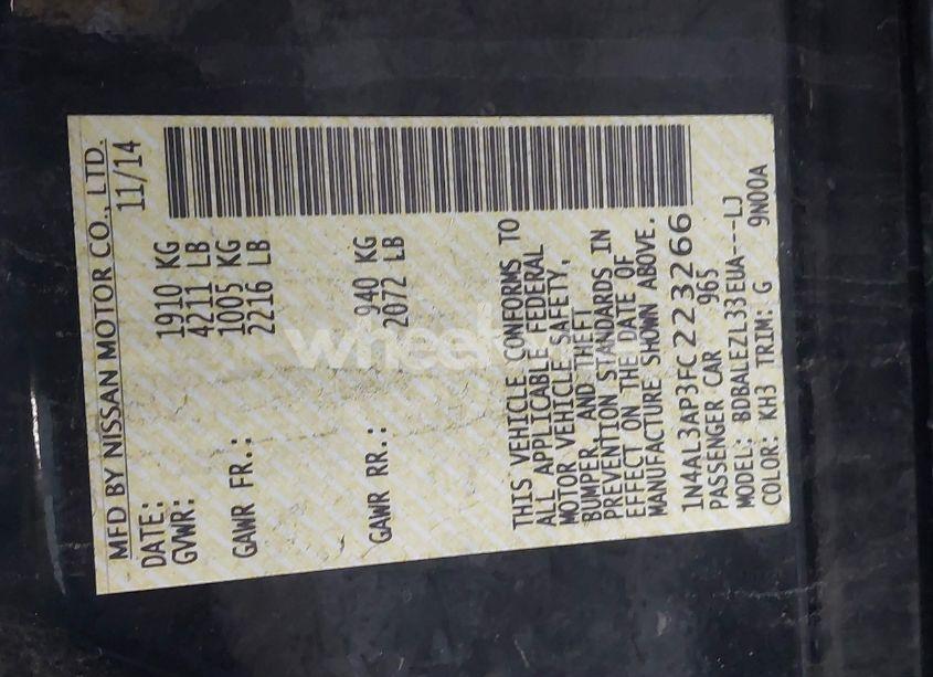 Photo 9 of 2015 Nissan Altima 2.5 S (VIN 1N4AL3AP3FC223266)