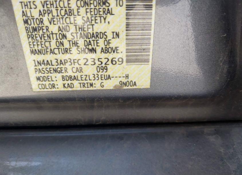 Photo 9 of 2015 Nissan Altima 2.5/2.5 S/2.5 SL/2.5 SV (VIN 1N4AL3AP3FC235269)